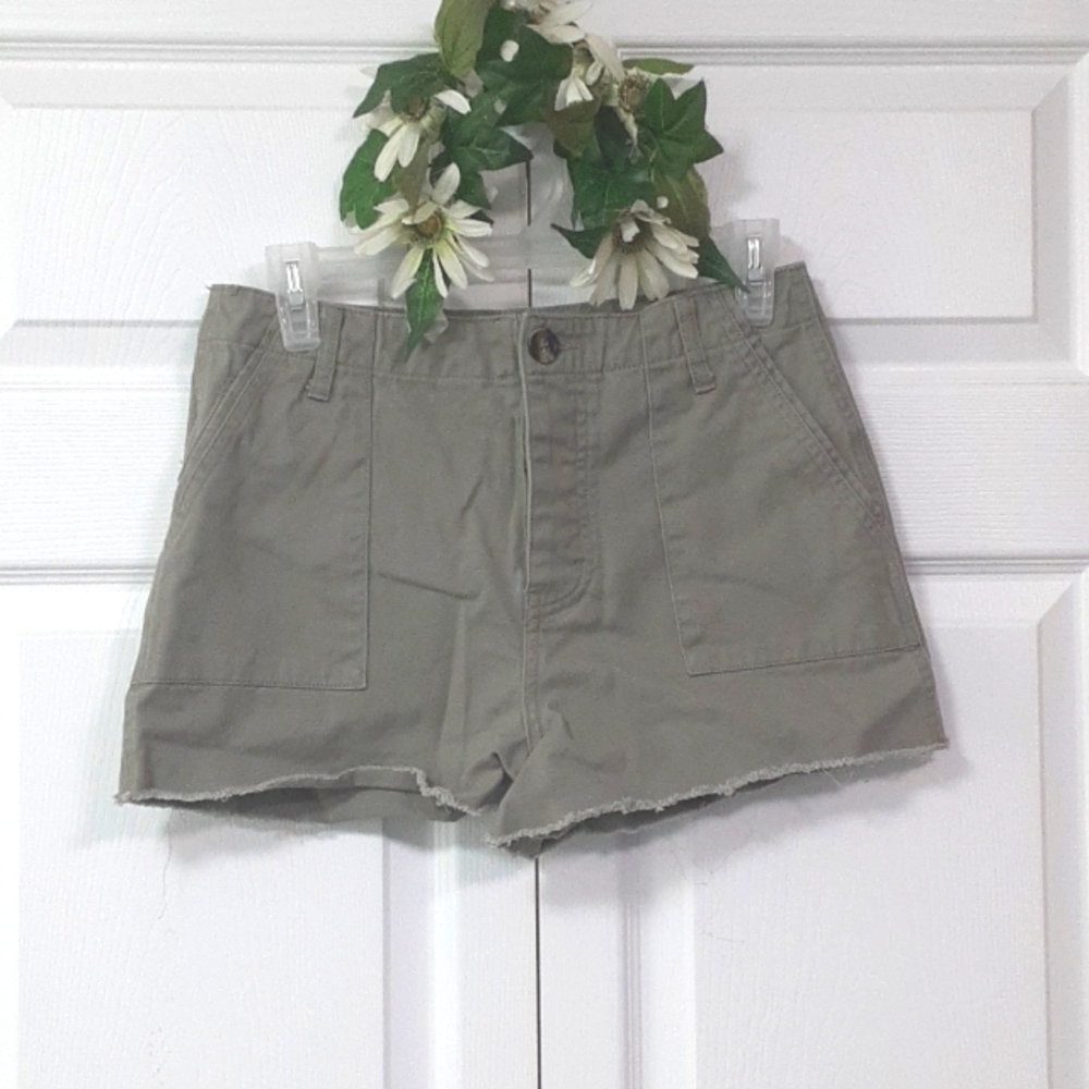 Forever 21 Khaki Green Raw Hem Shorts